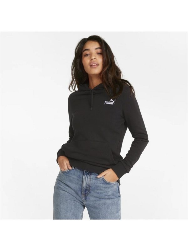 Puma Ess+ Embroidery - Kadın Siyah Kapüşonlu Spor Sweatshirt